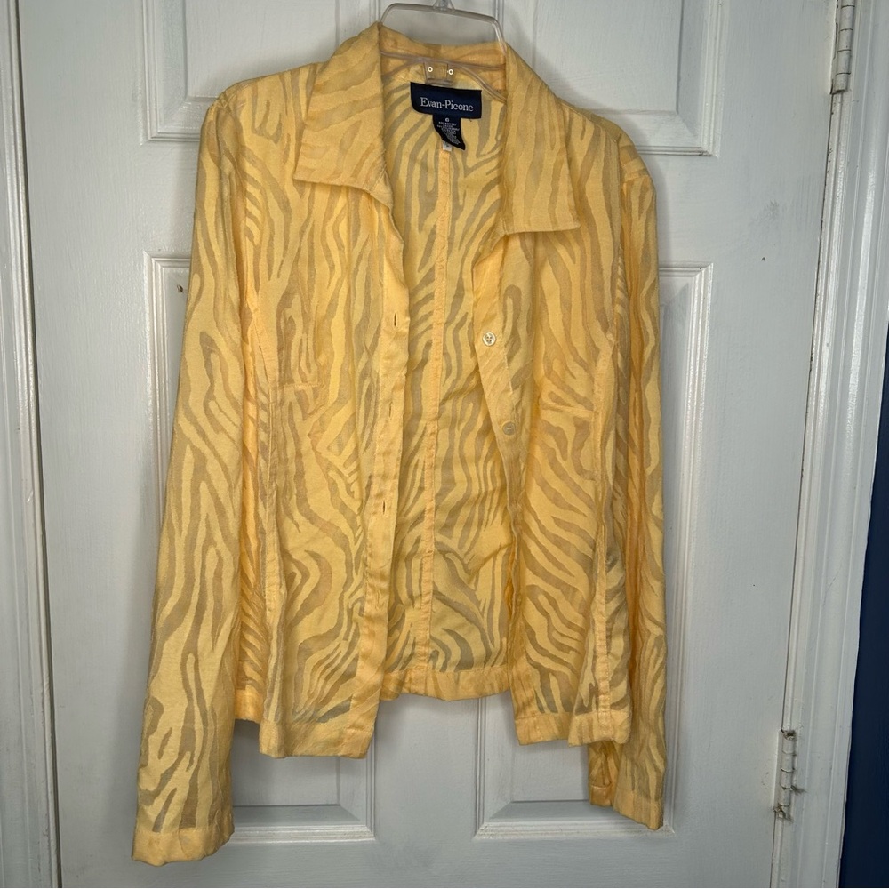 Evan Picone Vibrant Orange Animal Print Button Up Shirt